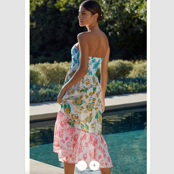 FARM Rio Strapless Tropical Print Dress - Picture 2 of 10